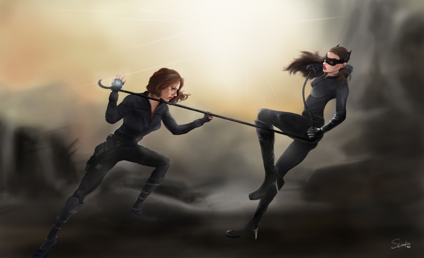 catwoman_vs_black_widow_speed_painting_by_slamko42-d5h0glg